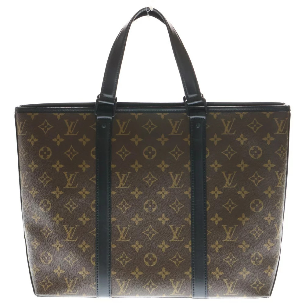 LOUIS VUITTON Macassar Brown Weekend Tote Bag Handbag Black Brown - Picture 2 of 6